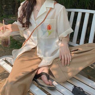 Elbow-sleeve Print Shirt / Pants