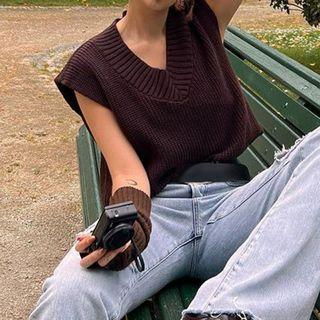 V Neck Plain Sweater Vest