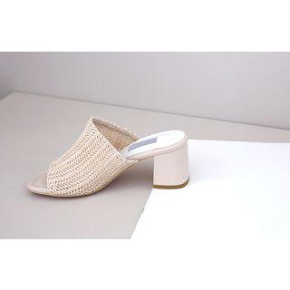 Woven Kitten-heel Mules
