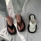 Faux Leather Platform Flip Flops