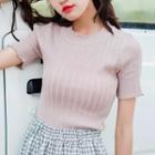 Short-sleeve Lettuce Edge Knit Top