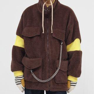 Long-sleeve Color Block Fleece Jacket