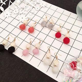 Geometric Wooden Bead Bobble Dangle Earring