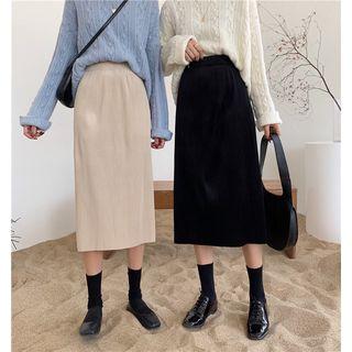 Corduroy Straight-fit Midi Skirt