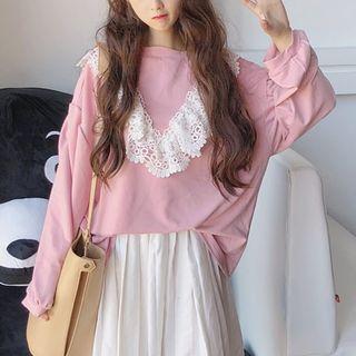 Crochet Lace Panel Pullover