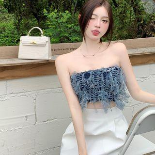 Pleated Cropped Tube Top
