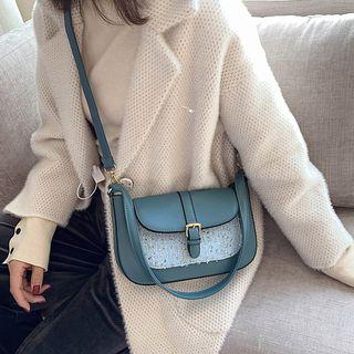 Tweed Paneled Shoulder Bag