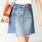 Two-tone A-line Denim Skirt