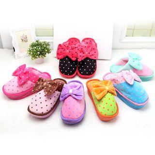 Platform Wedge Bow-accent Slippers