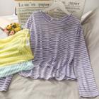 Loose-fit Striped Light Knit Top In 5 Colors