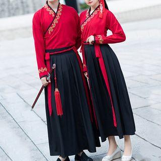 Couple Matching Traditional Chinese Set: Long-sleeve Top + Maxi Skirt