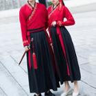 Couple Matching Traditional Chinese Set: Long-sleeve Top + Maxi Skirt