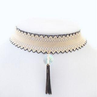 Tassel Pendant Lace Choker 2025 - White - One Size
