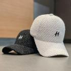 Letter H Embroidered Shearling Baseball Cap