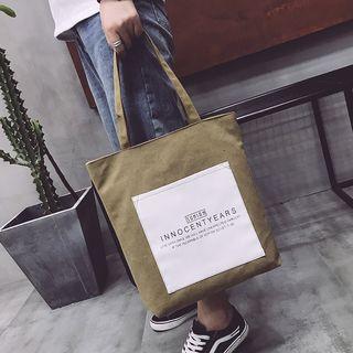 Lettering Panel Canvas Tote Bag