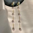 925 Sterling Silver Faux Pearl Dangle Earring 1 Pair - S925 Silver Stud - Gold - One Size