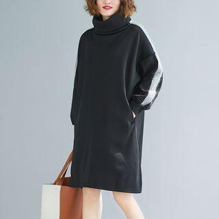 High-neck Sweatshirt Long-sleeve Dress