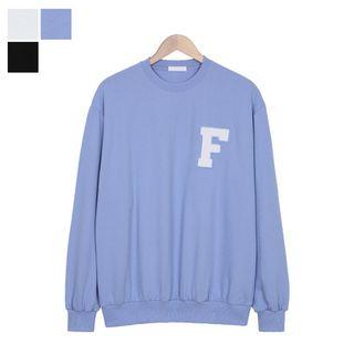Letter Patch Cotton Sweatshirt