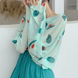 Avocado Print Sheer Top / One Shoulder Harem Pants