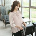 Tie-front Pleated Blouse