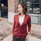 V-neck Buttoned Colored Cardigan