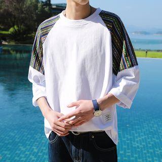 Printed Panel 3/4 Sleeve T-shirt