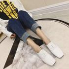 Genuine Leather Square-toe Lace-up Shoes