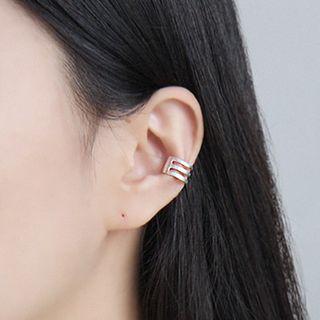 925 Sterling Silver Layered Cuff Earring 1 Pc - 925 Silver - Silver - One Size