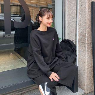 Dinosaur Embroidery Top & Pants Loungewear Set