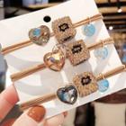 Rhinestone Heart & Cube Hair Tie