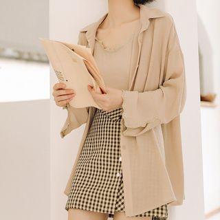 Set: Plain Shirt + Camisole As Shown In Figure - One Size