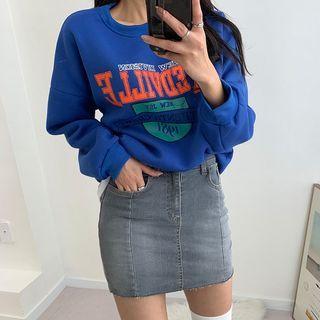 Inset Shorts Denim Pencil Miniskirt