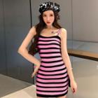 Lettering Strappy Mini Sheath Dress
