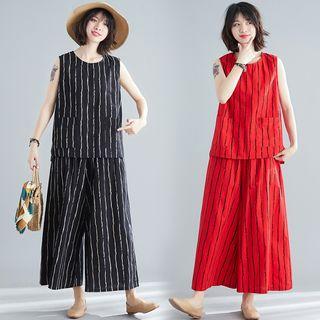 Set: Striped Tank Top + Striped Wide Leg Pants