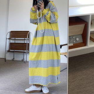 Striped Maxi Shift Sweatshirt Dress