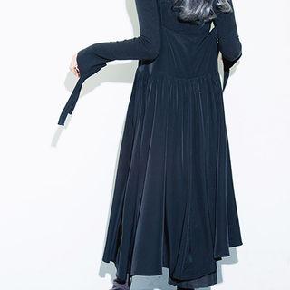 Spaghetti-strap Shirred-waist Long Dress