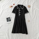 Fray-applique Trim Beaded Midi Dress Black - One Size