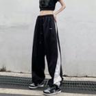 Low-rise Two Tone Lettering Loose-fit Sweatpants