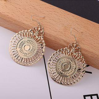 Alloy Perforated Disc Dangle Earring Gold - One Size