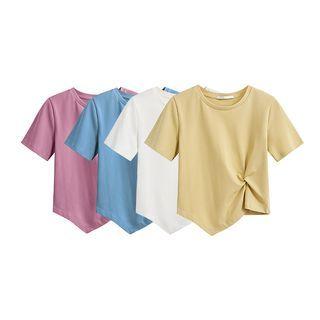 Short-sleeve Twisted Asymmetrical Cropped T-shirt