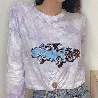 Long-sleeve Car Print Top