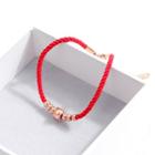 Stainless Steel Pig Red String Bracelet 013 - Rose Gold Pig - Red - One Size
