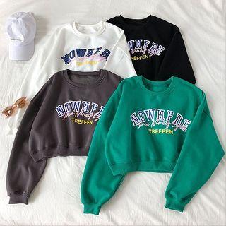 Print Crewneck Fleece Long-sleeve Sweatshirt