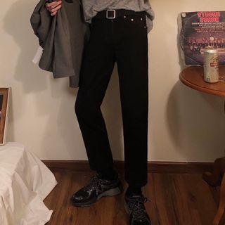 Set: Straight-leg Jeans + Belt
