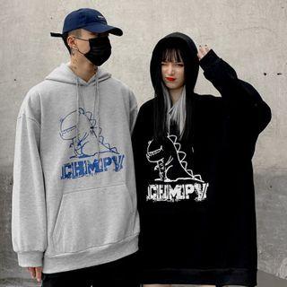 Dinosaur Print Front Pocket Hooded Sweatshirt