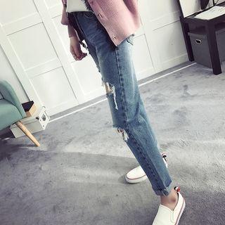 High Waist Distressed Jeans