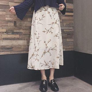 A-line Floral Midi Skirt