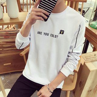 Long-sleeve Letter Printed Striped T-shirt