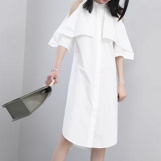 Off-shoulder Ruffled Shirt Dress