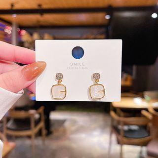 Geometric Drop Sterling Silver Ear Stud 1 Pair - E2737 - Gold - One Size